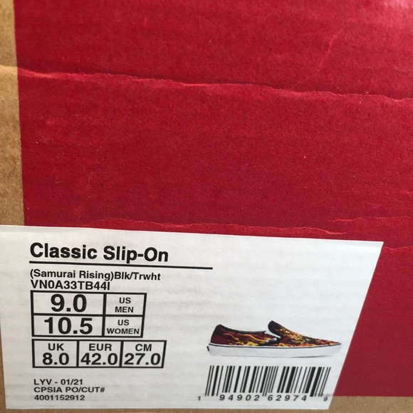 NWT Vans Classic Slip-On Samurai Rising Sneakers Men’s 9 - Picture 9 of 10